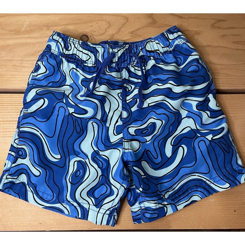 Hanna Andersson Print swim trunks 'Wave' size 100 / US 4 Blue shorts Bottoms